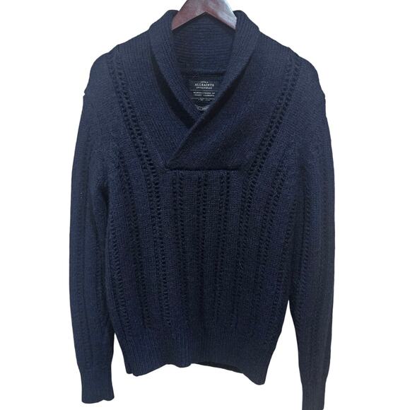 AllSaints Blue Jesper Funnel Neck Wool-Alpaca Sweater Size M - Picture 1 of 6